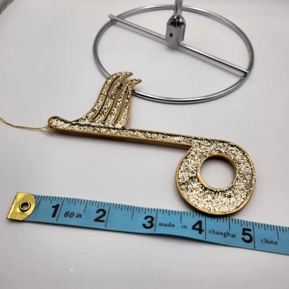 Christmas Ornament, Set of 6 Musical Themed, Gold glitter